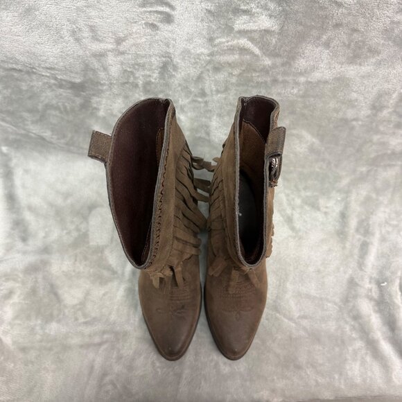 Pierre Dumas Cowgirl-10 Women's Brown Fringe Western Ankle Boots Size 7.5 - Picture 7 of 9